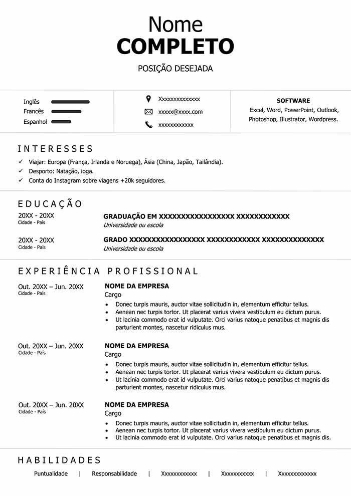 Modelo De Curriculo Pronto Para Preencher Modelos Curriculo Gratis Images