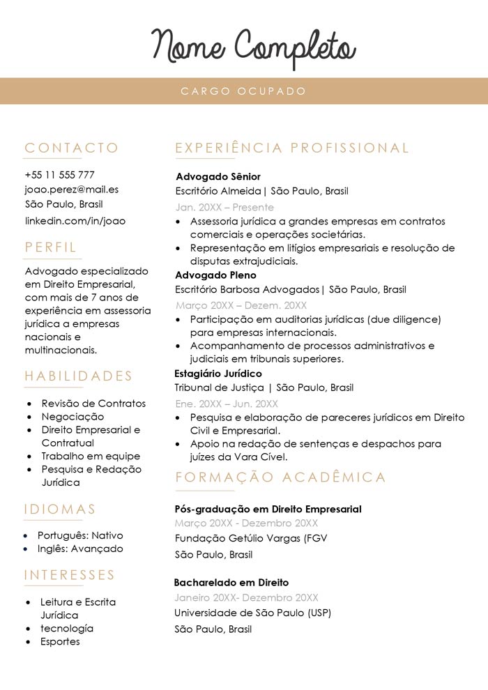 curriculo perfeito modelo