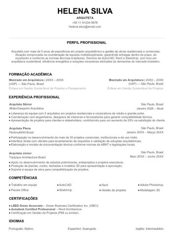 modelo currículo ats classico word gratis
