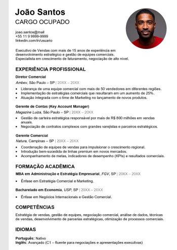 modelo currículo ats com foto word gratis