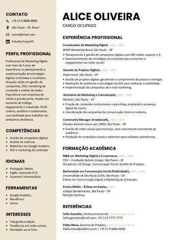 modelo de currículo ats duas colunas word gratis
